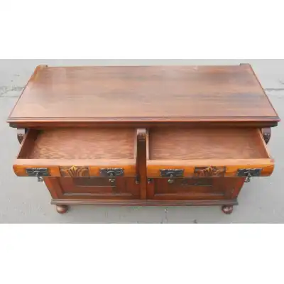 Edwardianisches Mahagoni-Sideboard mit Spiegelrückwand