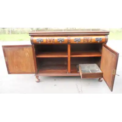 Edwardianisches Mahagoni-Sideboard mit Spiegelrückwand