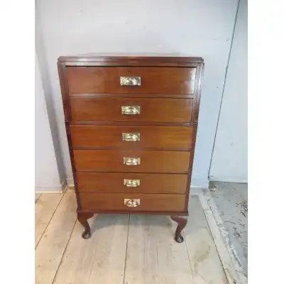 Art-Déco Mahagoni-Kommode mit sechs Schubladen – Antik, ca. 1930