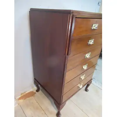Art-Déco Mahagoni-Kommode mit sechs Schubladen – Antik, ca. 1930