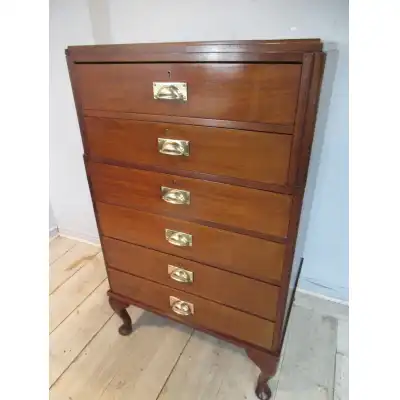 Art-Déco Mahagoni-Kommode mit sechs Schubladen – Antik, ca. 1930