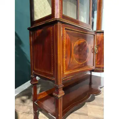 Edwardianische Mahagoni-Vitrine mit Intarsien & Glasfront – Antik, ca. 1900