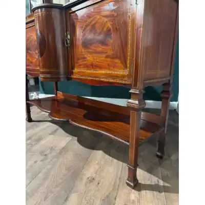 Edwardianische Mahagoni-Vitrine mit Intarsien & Glasfront – Antik, ca. 1900