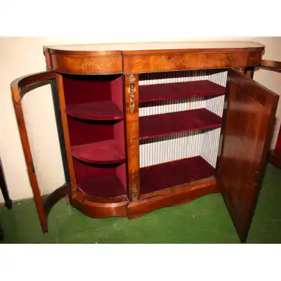 Victorianische Walnuss-Credenza mit Intarsien & Vergoldung – Antik, ca. 1870
