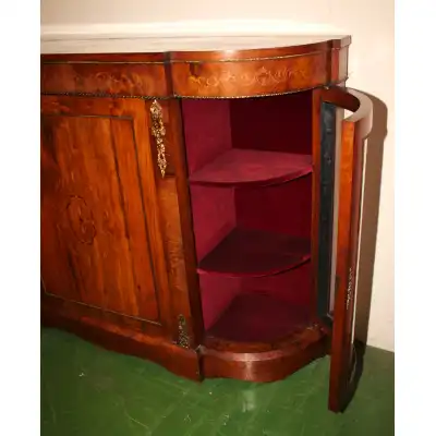 Victorianische Walnuss-Credenza mit Intarsien & Vergoldung – Antik, ca. 1870