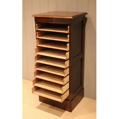 Antiker Eichen-Rolladenschrank mit neun Schubladen & Schloss – ca. 1920