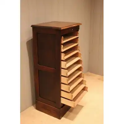 Antiker Eichen-Rolladenschrank mit neun Schubladen & Schloss – ca. 1920