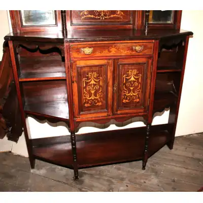 Edwardianisches Rosenholz-Sideboard mit Intarsien & Spiegeln – Antik, ca. 1900