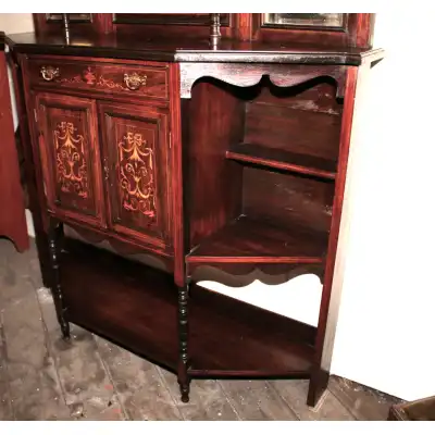 Edwardianisches Rosenholz-Sideboard mit Intarsien & Spiegeln – Antik, ca. 1900
