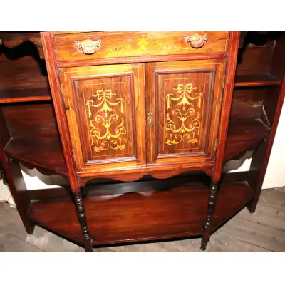 Edwardianisches Rosenholz-Sideboard mit Intarsien & Spiegeln – Antik, ca. 1900