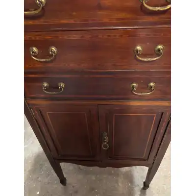 Edwardianischer Mahagoni-Musikschrank mit Intarsien – Antik, ca. 1900