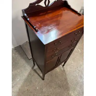 Edwardianischer Mahagoni-Musikschrank mit Intarsien – Antik, ca. 1900