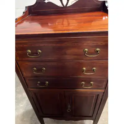 Edwardianischer Mahagoni-Musikschrank mit Intarsien – Antik, ca. 1900