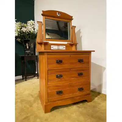 Edwardianische Spiegelkommode aus Satinholz – Antik, ca. 1900