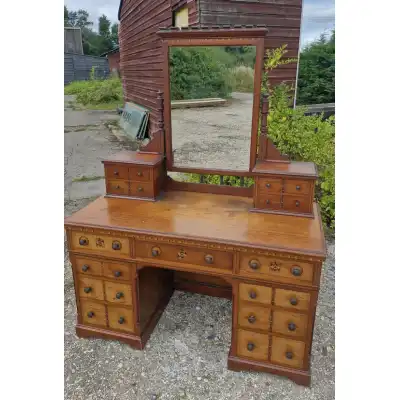 Victorianischer Intarsien-Frisiertisch aus der Ästhetikbewegung