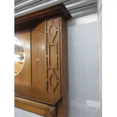 Mahagoni Kaminumrandung mit Einlegearbeit & Spiegel – Antik von 1910