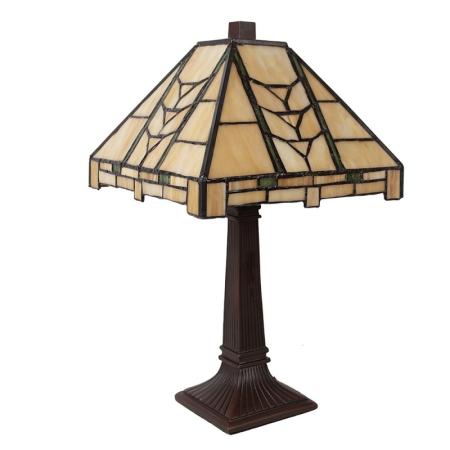 Clayre & Eef Tiffany Tischlampe 23x23x38 cm Beige Glas Schreibtischlampe