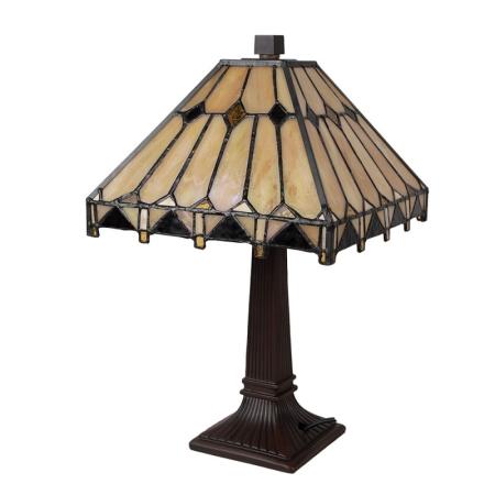 Clayre & Eef Tiffany Tischlampe 23x23x38 cm Beige Glas Schreibtischlampe