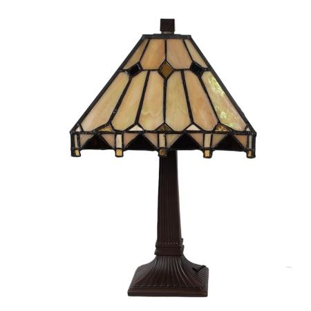 Clayre & Eef Tiffany Tischlampe 23x23x38 cm Beige Glas Schreibtischlampe