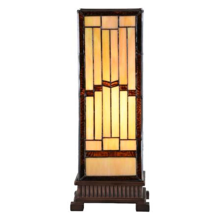 Clayre & Eef Tiffany Tischlampe 17x17x44 cm Beige Glas Kunststoff