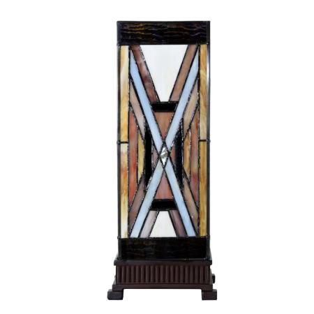 Clayre & Eef Tiffany Tischlampe 17x17x44 cm Braun Glas Kunststoff