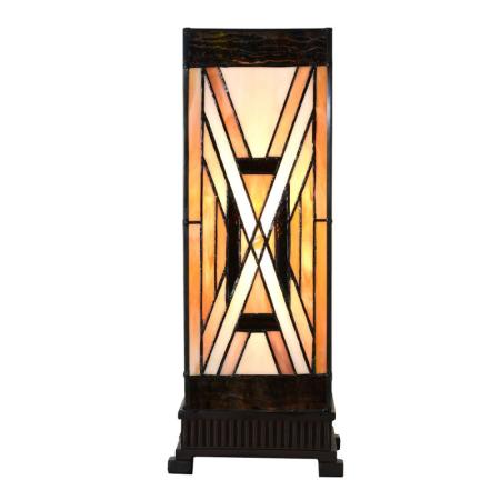 Clayre & Eef Tiffany Tischlampe 17x17x44 cm Braun Glas Kunststoff
