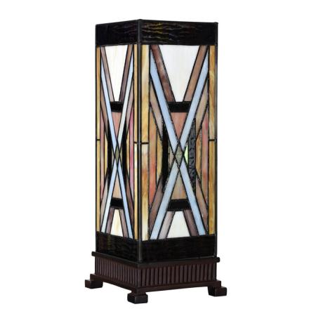 Clayre & Eef Tiffany Tischlampe 17x17x44 cm Braun Glas Kunststoff