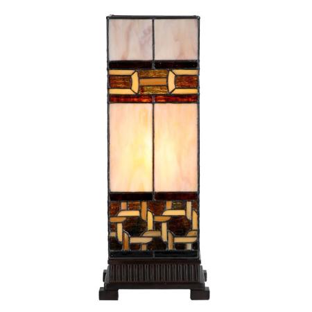 Clayre & Eef Tiffany Tischlampe 17x17x44 cm Beige Glas Kunststoff