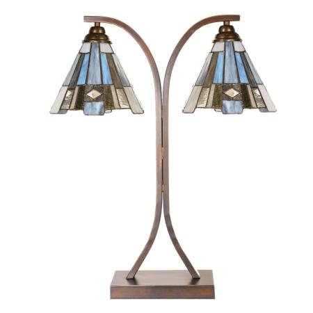 Clayre & Eef Tiffany Tischlampe 48x19x57 cm Braun Glas Kunststoff