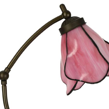 Clayre & Eef Tiffany Tischlampe 26x19x50 cm Rosa Glas Metall