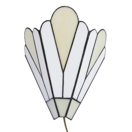 Clayre & Eef Wandleuchte Tiffany 20x10x29 cm Weiß Beige Glas Metall