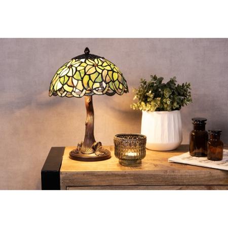 Clayre & Eef Tiffany Tischlampe Ø 25x31 cm Grün Glas Schreibtischlampe Tiffany