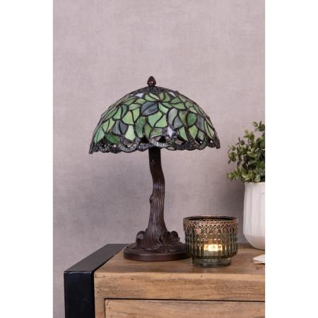 Clayre & Eef Tiffany Tischlampe Ø 25x31 cm Grün Glas Schreibtischlampe Tiffany