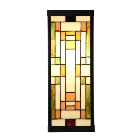 Clayre & Eef Wandleuchte Tiffany 14x16x40 cm Beige Glas Metall