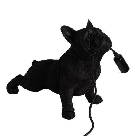 Clayre & Eef Tischlampe Hund 35x19x28 cm Schwarz Kunststoff