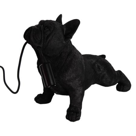 Clayre & Eef Tischlampe Hund 35x19x28 cm Schwarz Kunststoff