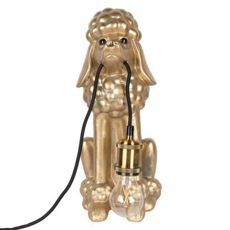 Clayre & Eef Tischlampe Hund Pudel 27x16x38 cm Goldfarbig Kunststoff