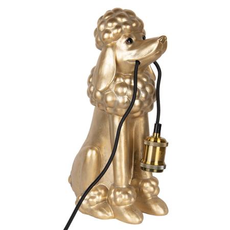 Clayre & Eef Tischlampe Hund Pudel 27x16x38 cm Goldfarbig Kunststoff