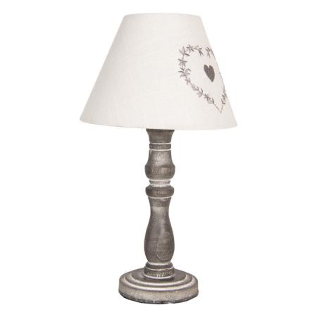 Clayre & Eef Tischlampe Ø 23x40 cm Grau Holz Schreibtischlampe