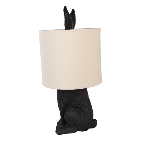 Clayre & Eef Tischlampe Kaninchen Ø 20x43 cm Schwarz Beige Kunststoff