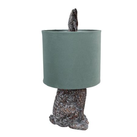 Clayre & Eef Tischlampe Kaninchen Ø 20x43 cm Braun Grün Kunststoff Schreibtischlampe