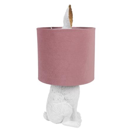 Clayre & Eef Tischlampe Kaninchen Ø 20x43 cm Weiß Rosa Kunststoff Schreibtischlampe