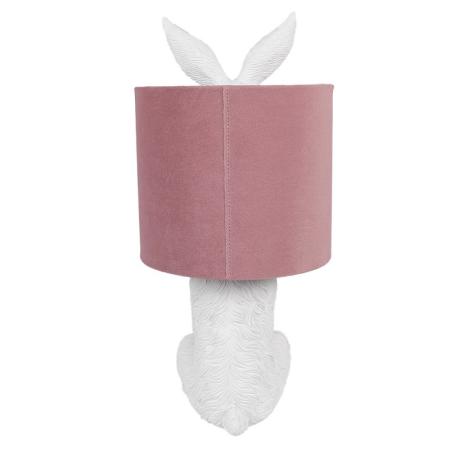 Clayre & Eef Tischlampe Kaninchen Ø 20x43 cm Weiß Rosa Kunststoff Schreibtischlampe