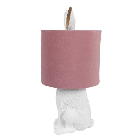 Clayre & Eef Tischlampe Kaninchen Ø 20x43 cm Weiß Rosa Kunststoff Schreibtischlampe