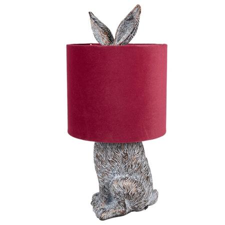 Clayre & Eef Tischlampe Kaninchen Ø 20x43 cm Braun Rot Kunststoff Schreibtischlampe