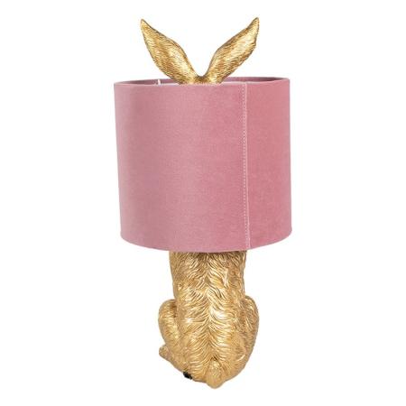 Clayre & Eef Tischlampe Kaninchen Ø 20x43 cm Goldfarbig Rosa Kunststoff Schreibtischlampe