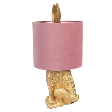Clayre & Eef Tischlampe Kaninchen Ø 20x43 cm Goldfarbig Rosa Kunststoff Schreibtischlampe