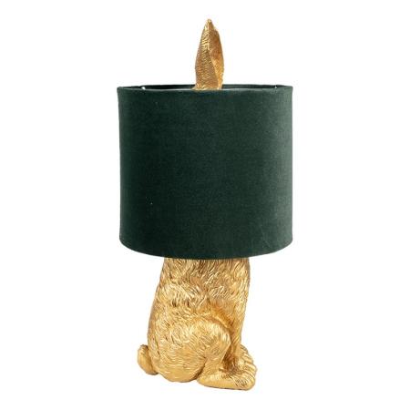 Clayre & Eef Tischlampe Kaninchen Ø 20x43 cm Goldfarbig Grün Kunststoff Schreibtischlampe