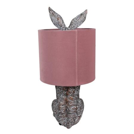 Clayre & Eef Tischlampe Kaninchen Ø 20x43 cm Braun Rosa Kunststoff Schreibtischlampe