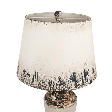 Clayre & Eef Tischlampe Ø 32x60 cm Beige Holz Metall Schreibtischlampe